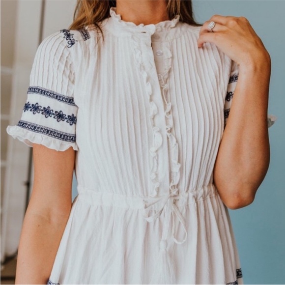 NEW Ivy City SANTORINI Embroidered Maxi Dress Ruffle Tiered Cottagecore SMALL - Picture 6 of 9